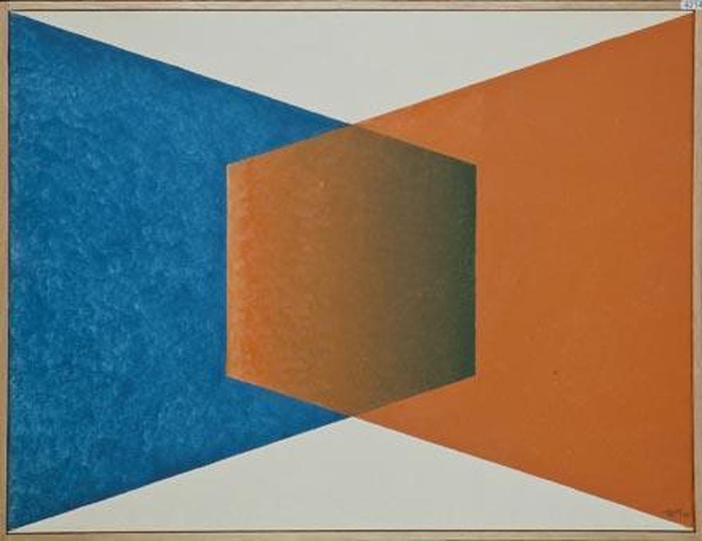 Jan van Hest, 4Dimensionaal, 1968, Olieverf op doek, verkocht voor € 170!