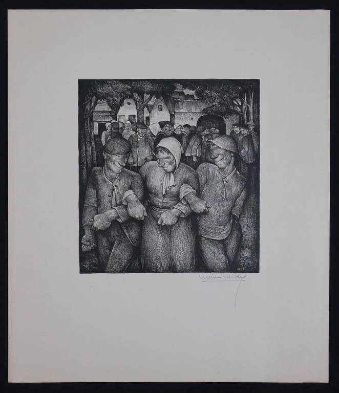 Willem van den Berg: Litho, Compositie met figuren verkocht voor € 50!