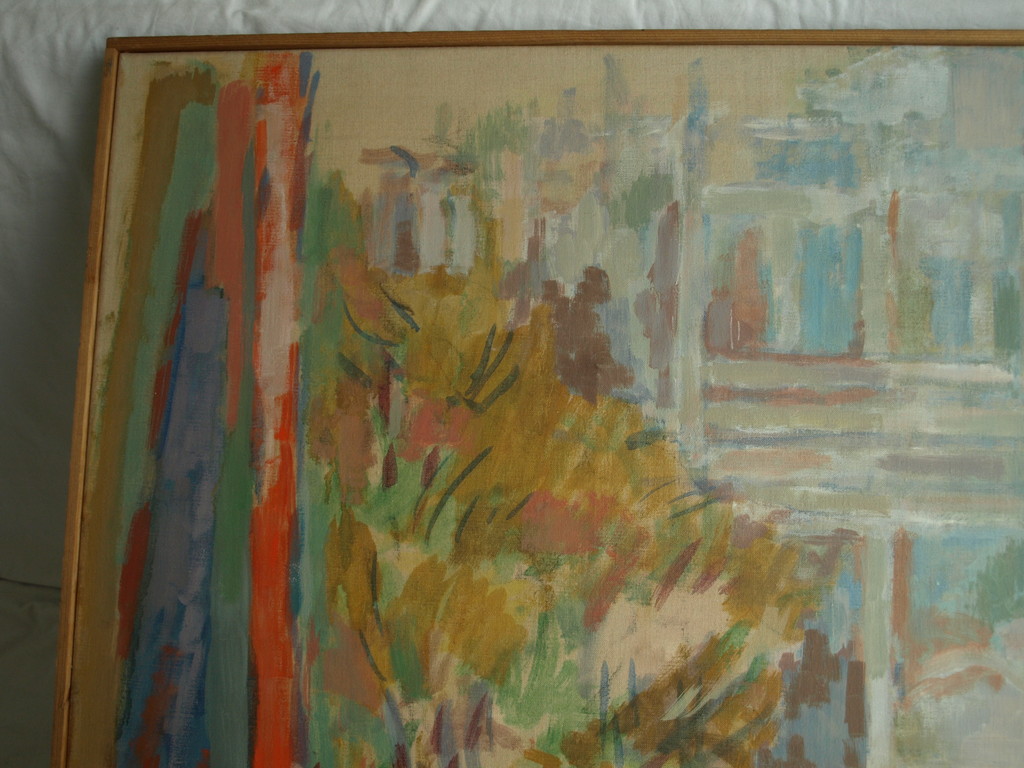 Rombout Berkelaar : Olieverf op doek , Het balkon – gesigneerd & ingelijst –1977 kopen? Bied vanaf 175!