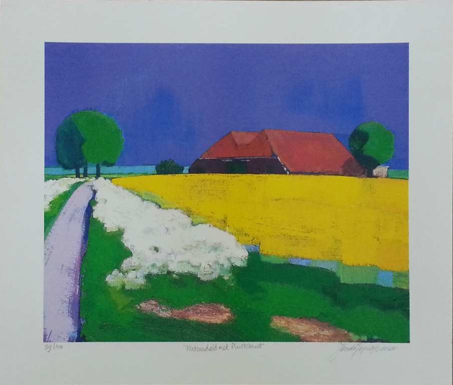 Jentsje Popma, zeefdruk met lijst,  verkocht voor € 70!