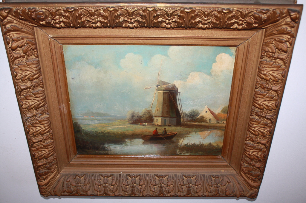 VISSER IN DE POLDER BIJ molen  - TOP ANTIEK LIJST kopen? Bied vanaf 1!