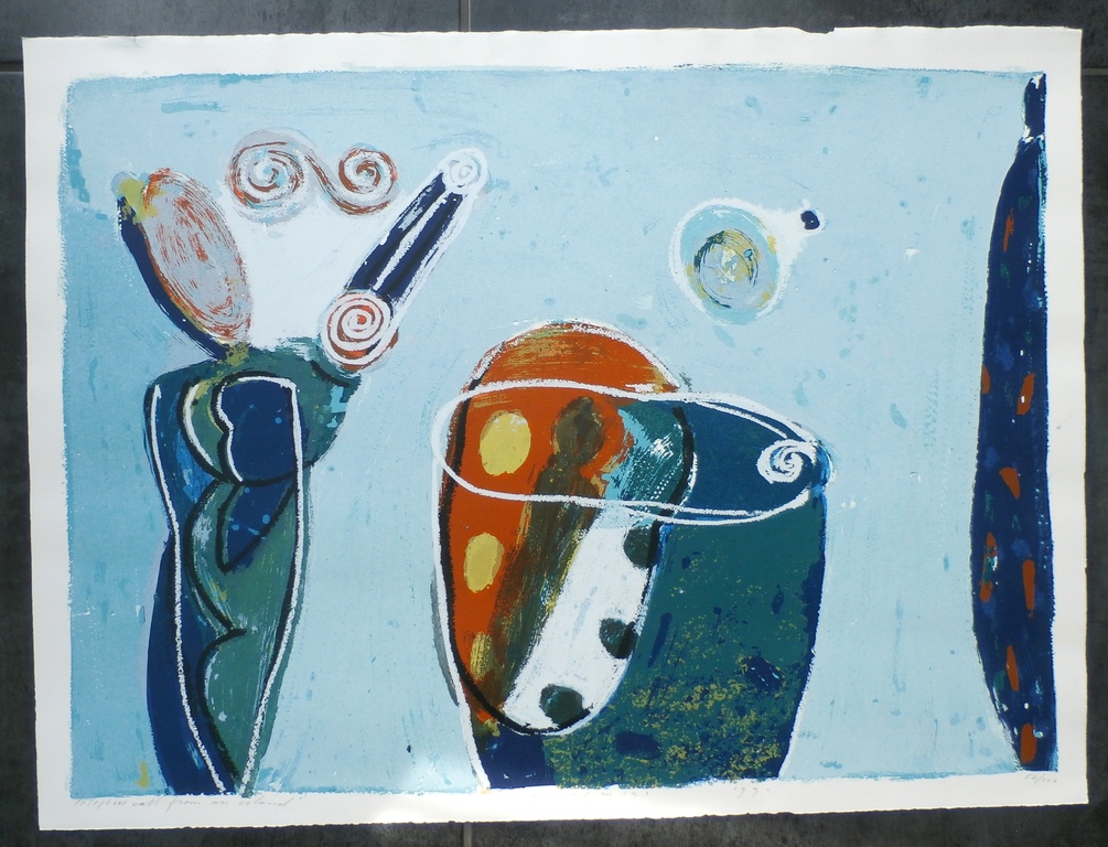 Piet Warffemius - Piet Warffemius - zeefdruk: Telephone call from an island - 1990 kopen? Bied vanaf 60!