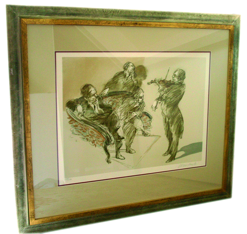 Claude Weisbuch, litho, violist met 3 toehoorders kopen? Bied vanaf 75!