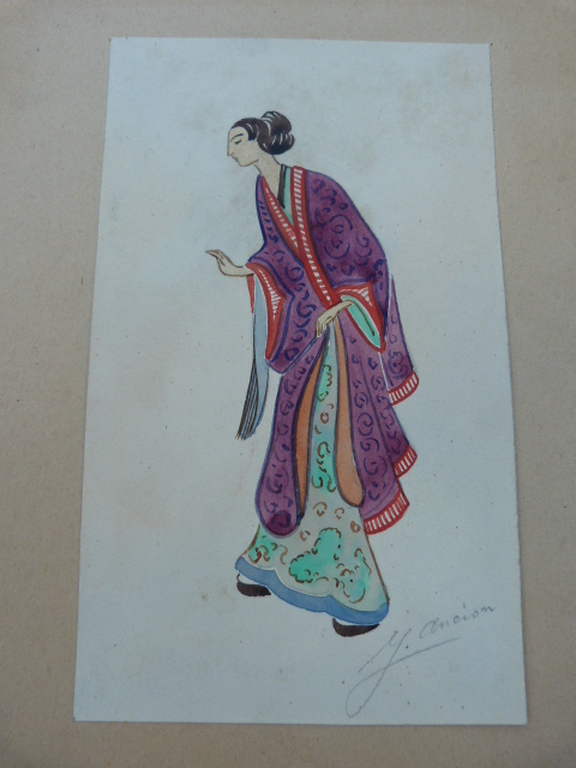Gesigneerde aquarel - vrouw in kimono. kopen? Bied vanaf 1!