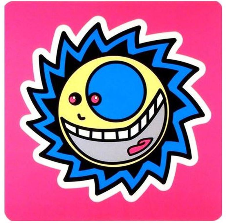 Ottograph: Zeefdruk, Smiley Roze -Ingelijst verkocht voor € 50!