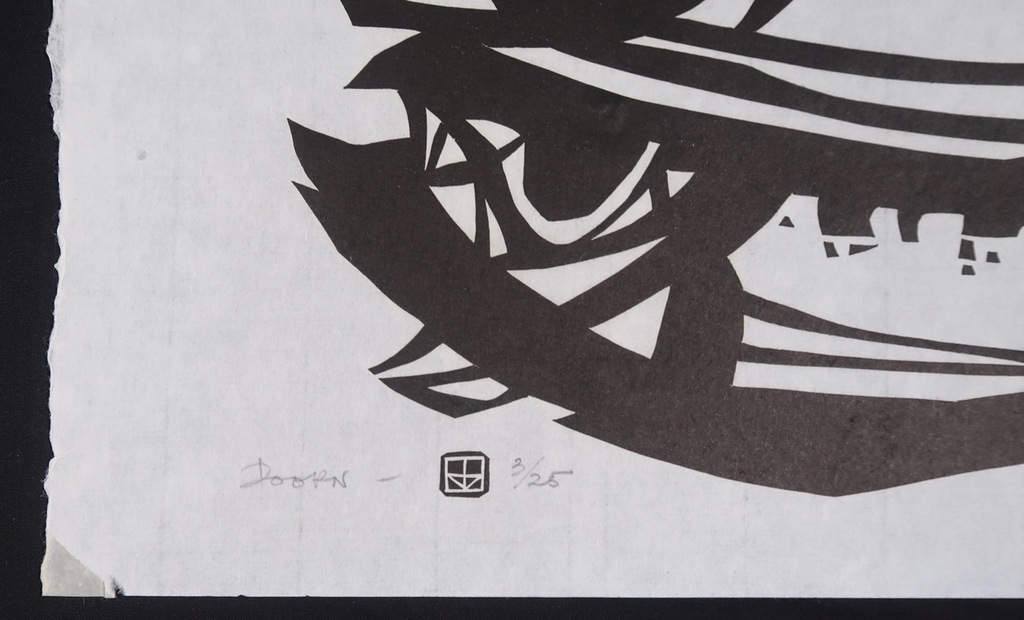 Jan van Doorn: Lino op Japans papier, Forellen kopen? Bied vanaf 1!