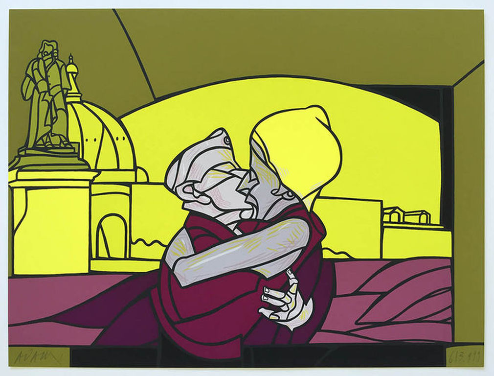 VALERIO ADAMI. - Il BACIO- Wereldberoemde Kleurenlitho, Handgesigneerd/Genummerd verkocht voor € 89!