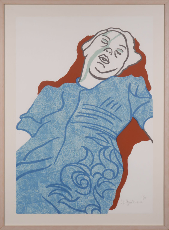 Ad Gerritsen: Zeefdruk, Slapende vrouw - Ingelijst kopen? Bied vanaf 20!