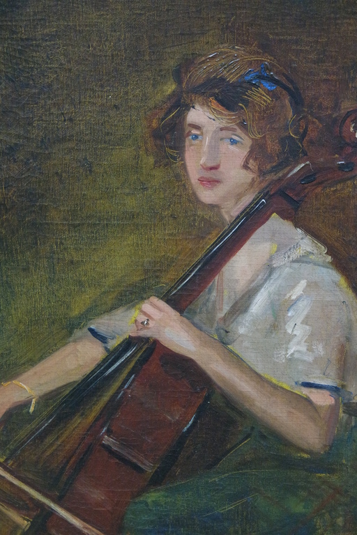 Simon Maris - olieverf op doek - vrouw met cello - gesigneerd r. onder kopen? Bied vanaf 1225!