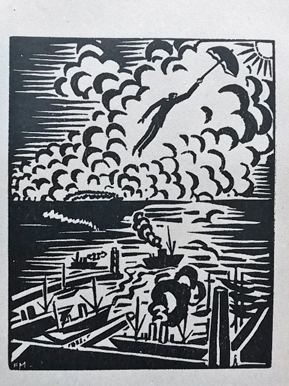Frans Masereel, houtsnede, uit: Le soleil 1919 (Die Sonne) verkocht voor € 45!