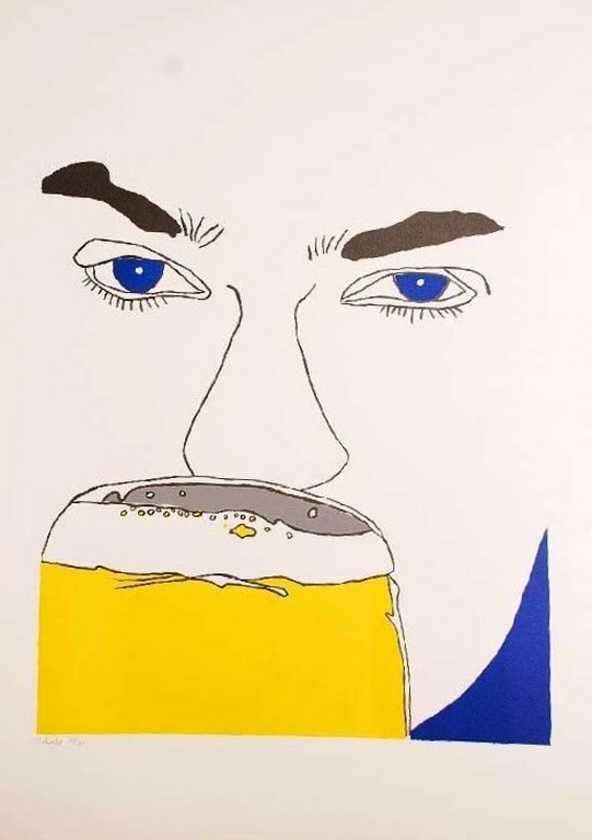 Jakob Zekveld, Kleurlithografie, Bierdrinker verkocht voor € 75!