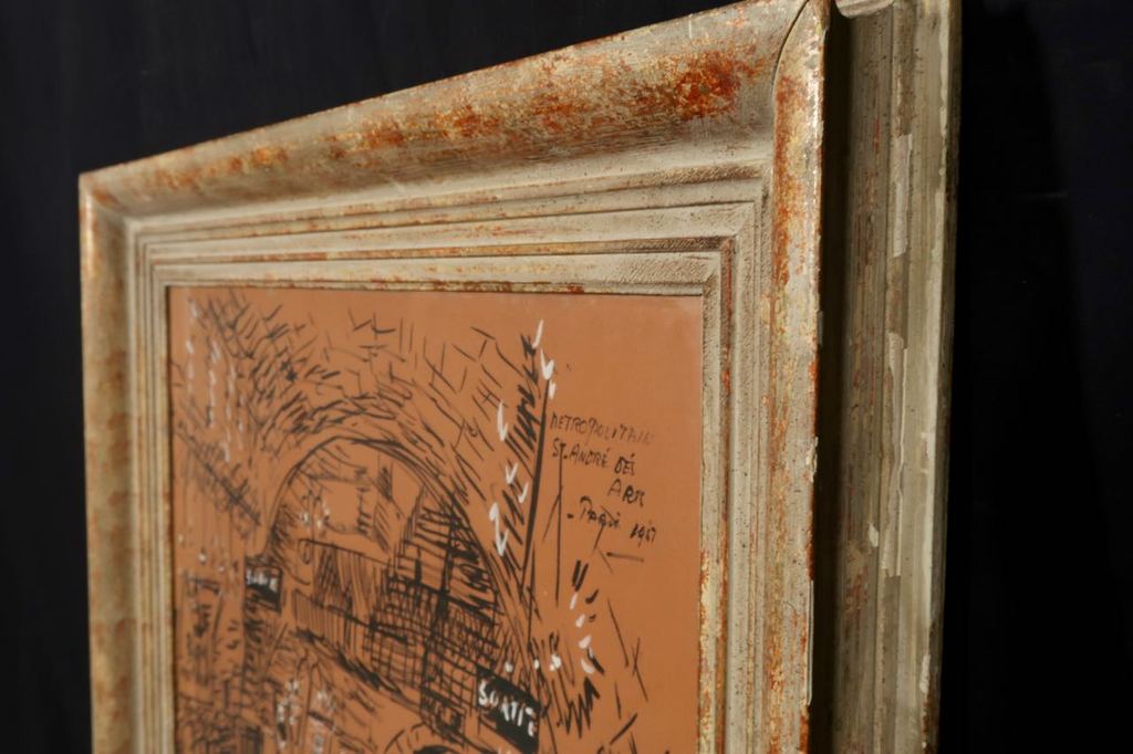 Jan van Holthe: Tekening op papier, Metropolitain - Ingelijst kopen? Bied vanaf 50!