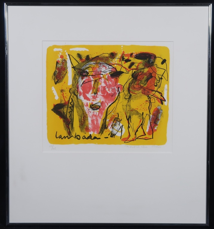 Dominique Chan: Litho, Z.T. gezicht - Ingelijst kopen? Bied vanaf 1!