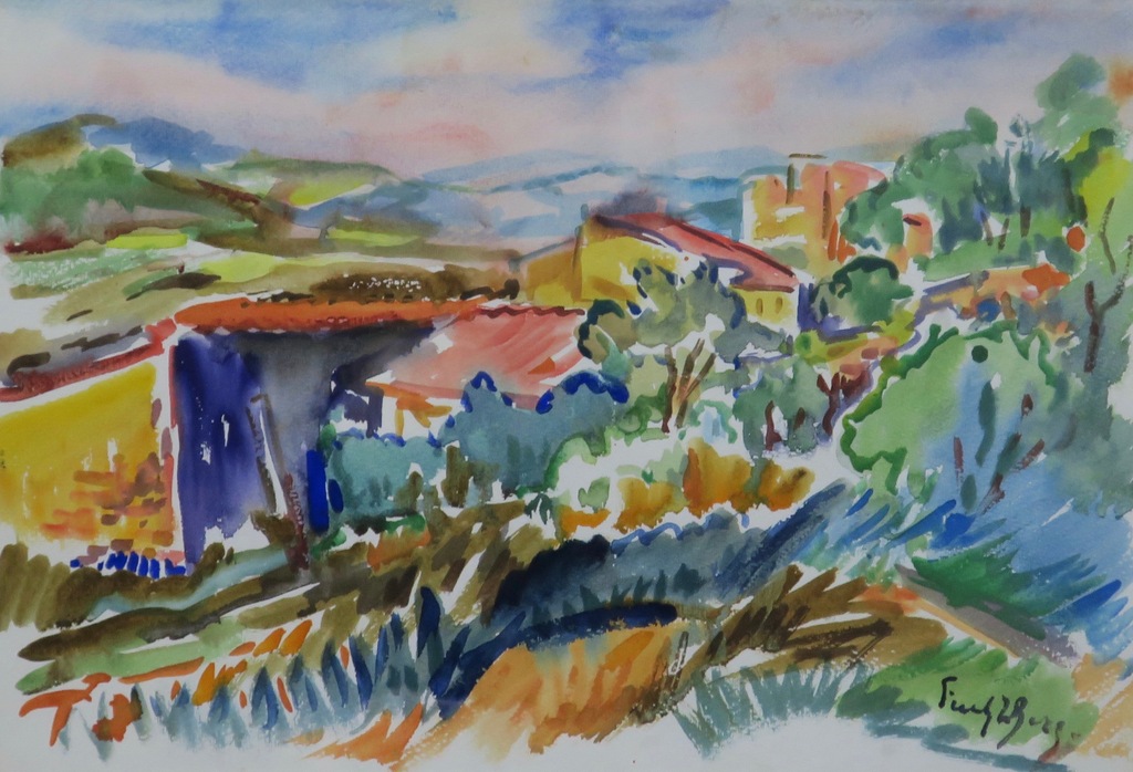 Freek van den Berg: Aquarel, Landschap - Ingelijst kopen? Bied vanaf 200!