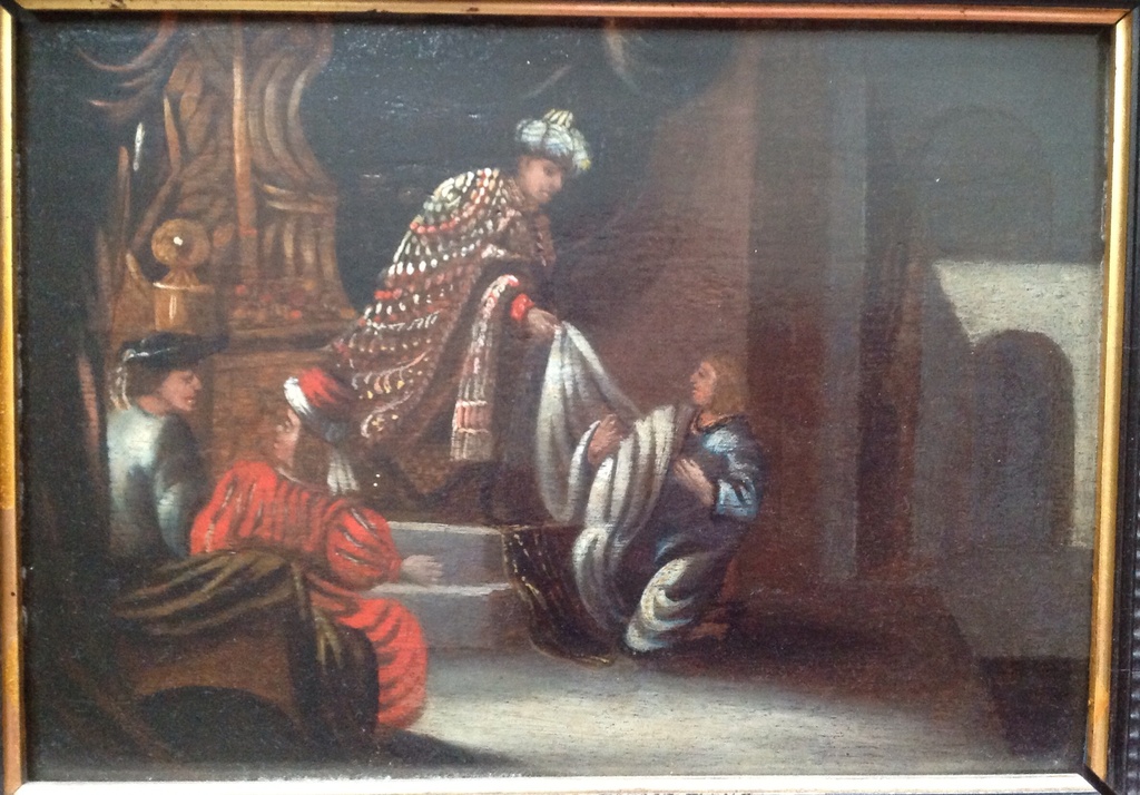 Onbekend: Olieverf op paneel, Sultan en kooplieden kopen? Bied vanaf 1!