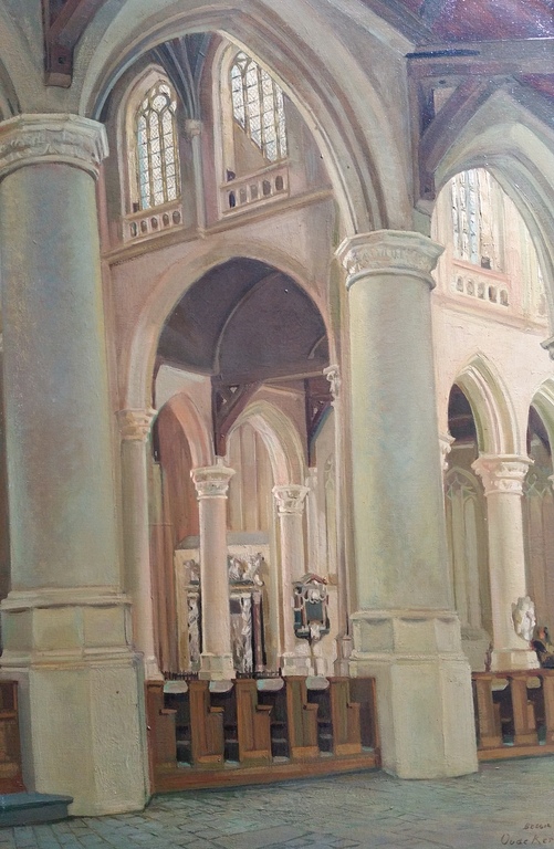 Schilderij "Oude Kerk te Delft" 1926 kopen? Bied vanaf 150!