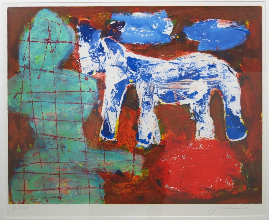 Guillaume Lo-A-Njoe: Litho, Z.T. - Ingelijst verkocht voor € 40!