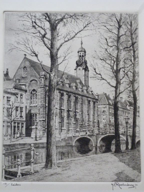 H.E.Roodenburg - ets - Academiegebouw te Leiden verkocht voor € 50!