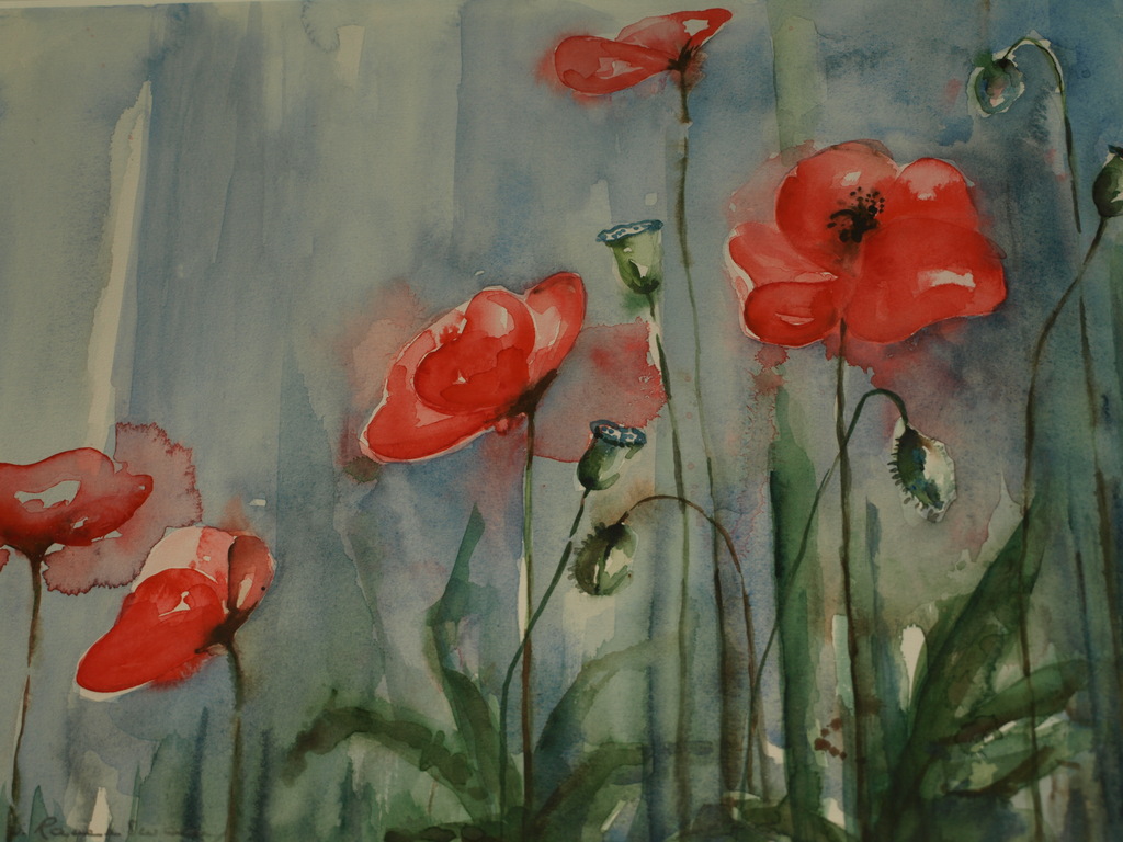 Jenneke van Ravenswaay – Aquarel – Klaprozen –Gesigneerd & ingelijst – ca 1995 kopen? Bied vanaf 1!