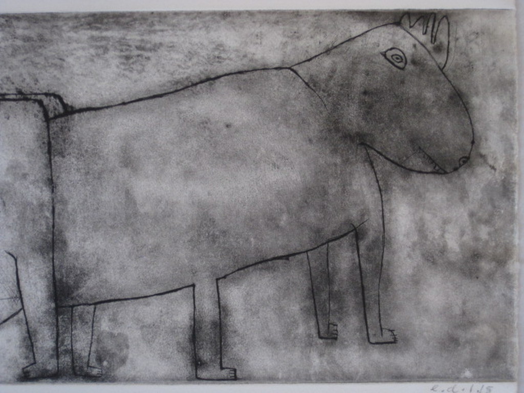 Grote UNICA E.D.1 Ets van Joyce van Rijn "Koe&Stier" UNICA E.D.1 handgesigneerd kopen? Bied vanaf 1!