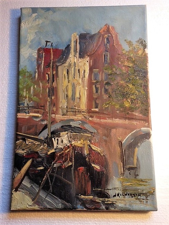 Jan Kelderman (1914-1990), Olieverf op doek, Brouwersgracht Amsterdam kopen? Bied vanaf 45!