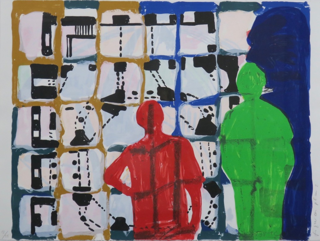 Cees Dolk: Zeefdruk, Figurenplan 2 - Ingelijst kopen? Bied vanaf 40!