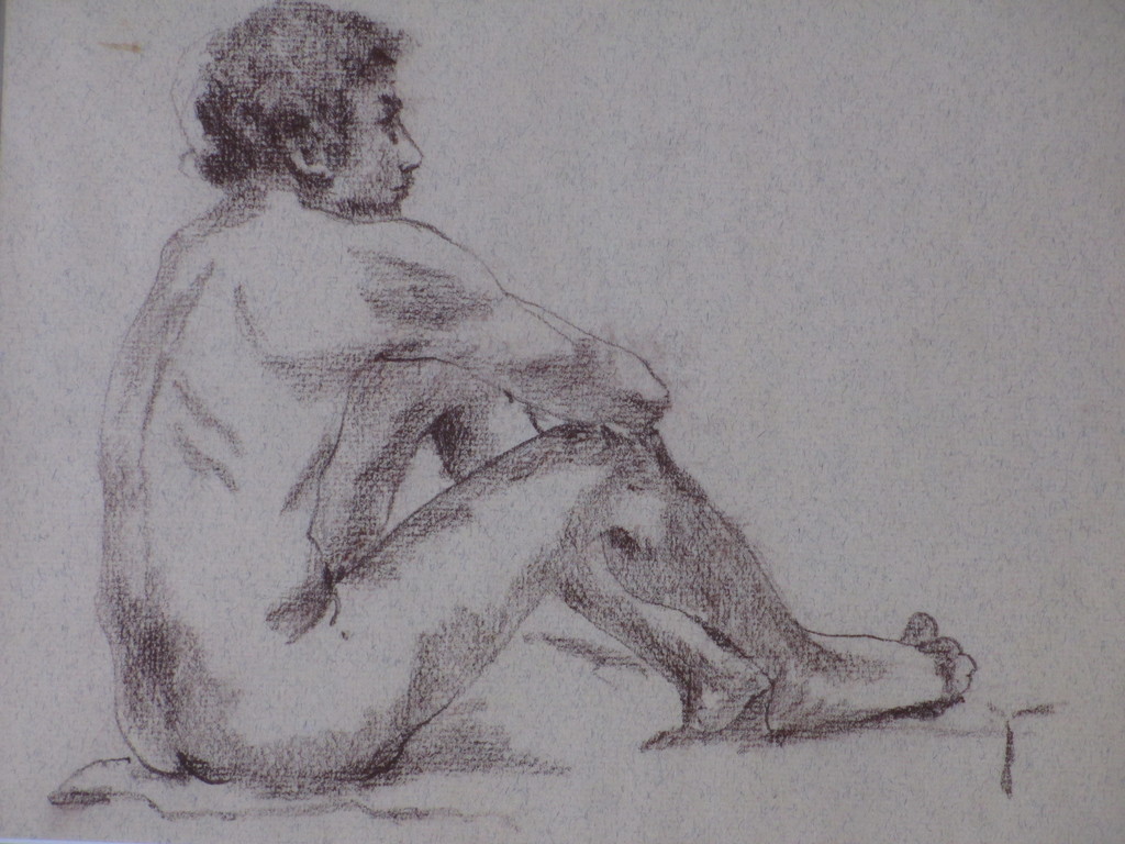 Henny Ragetly, Zittend naakt model, Tekening kopen? Bied vanaf 1!