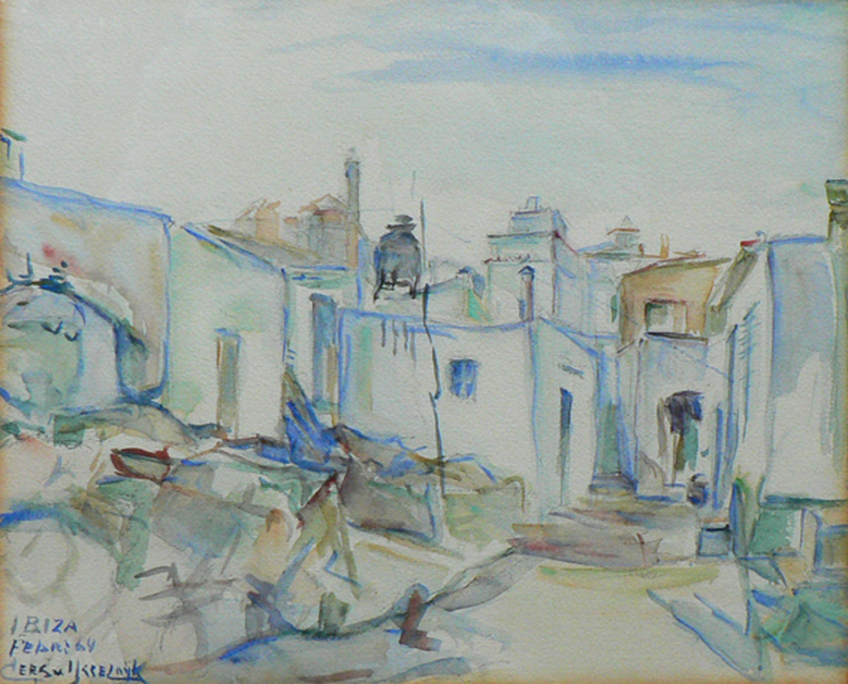 Cees van IJsseldijk - Cees van IJsseldijk: Ibiza 1964 -aquarel- kopen? Bied vanaf 1!