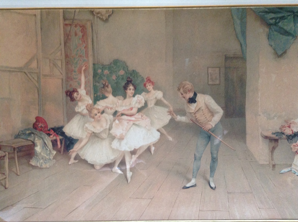 Dance au Theatre onbekende Franse kunstenaar rond 1850. Kleurenets papier 30/40 verkocht voor € 95!