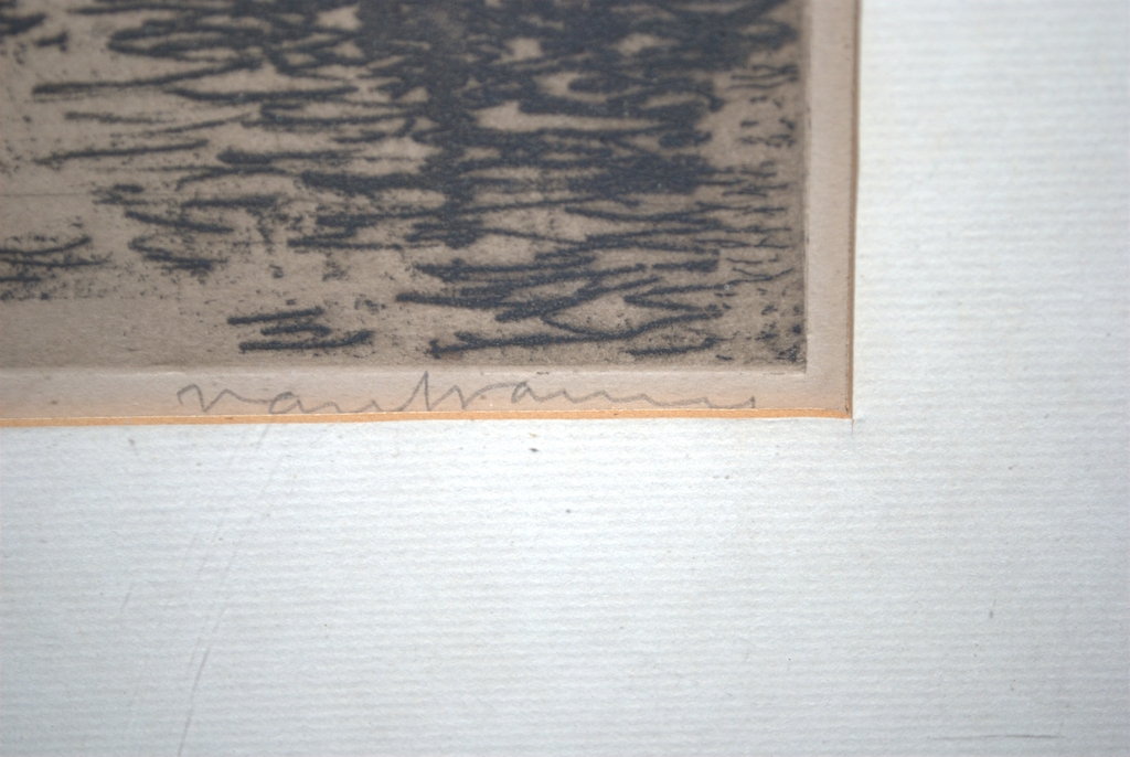 Haven met schepen en Poort - 2 etsen, 1 fraai ingelijst kopen? Bied vanaf 25!