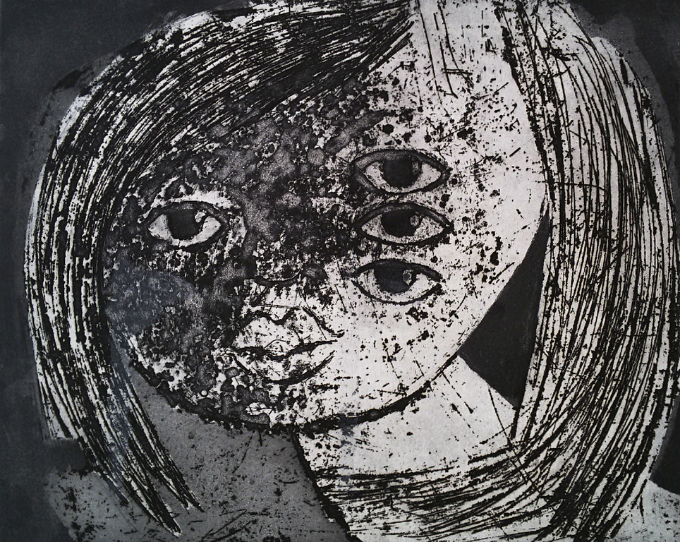 Ans Wortel - … verwaaiend, er wézen…, ets (gemonteerd) verkocht voor € 40!