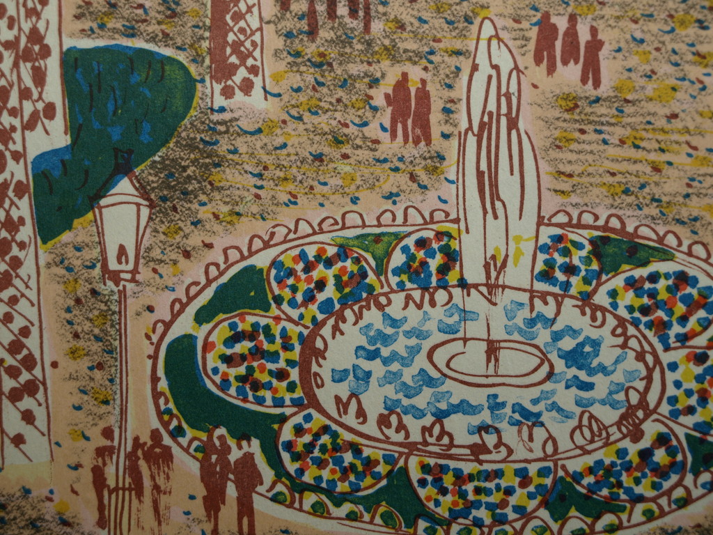 CHARLES EYCK (1897-1983) – Kleurenlitho – Patio – Gesigneerd – 1947 kopen? Bied vanaf 45!