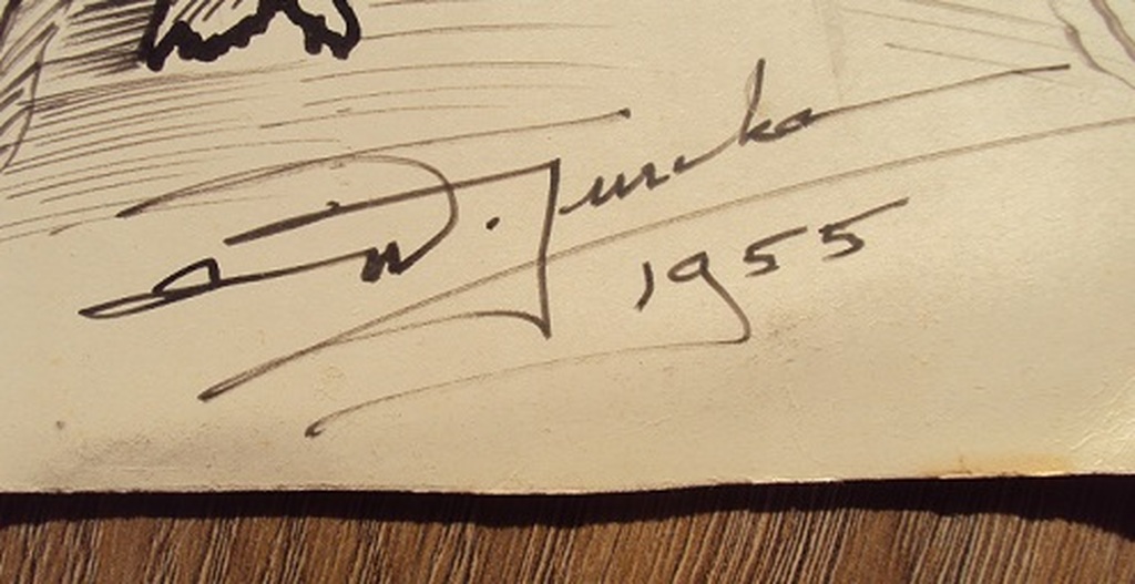 Willem Jurcka (1905-1963), pentekening,  cafebezoek kopen? Bied vanaf 10!