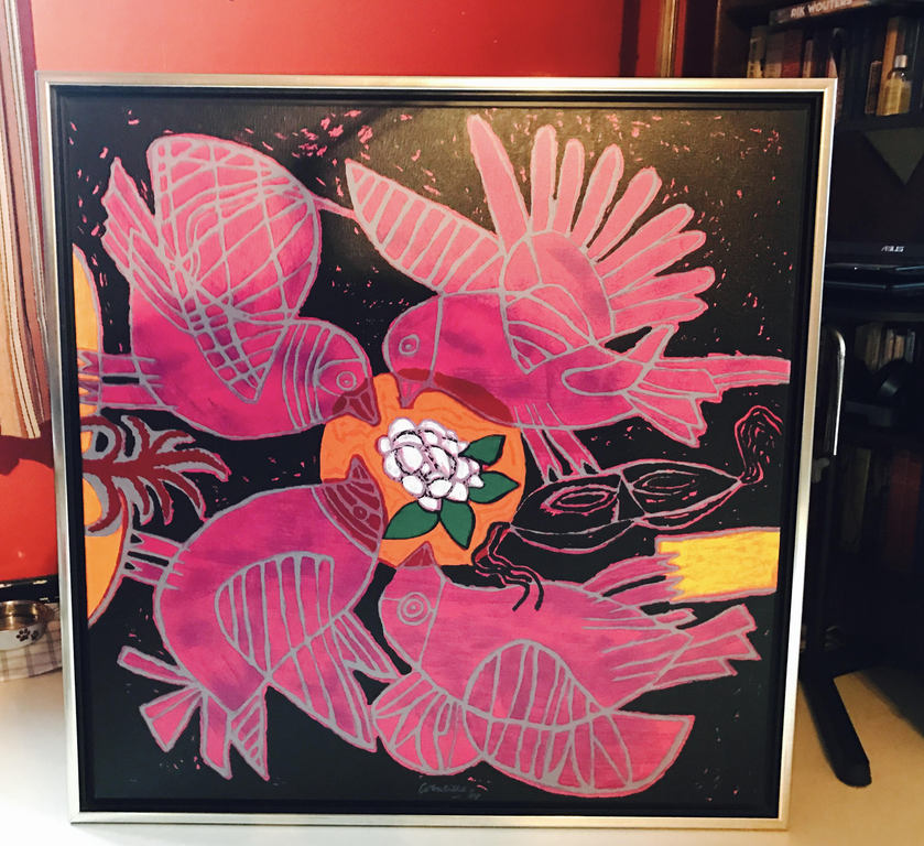 Corneille - la triviata - 2004 - ZEER GROOT - linnen op doek - 97x97cm kopen? Bied vanaf 725!