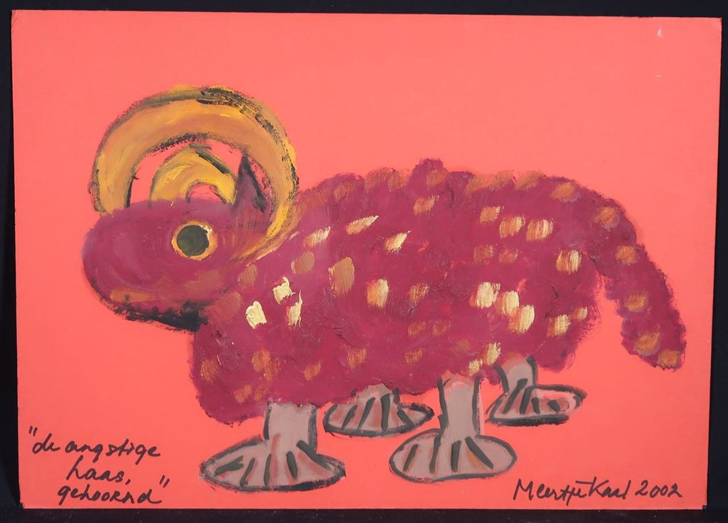 Meertje Kaal: Olieverf op karton, De angstige haas, gehoornd kopen? Bied vanaf 1!