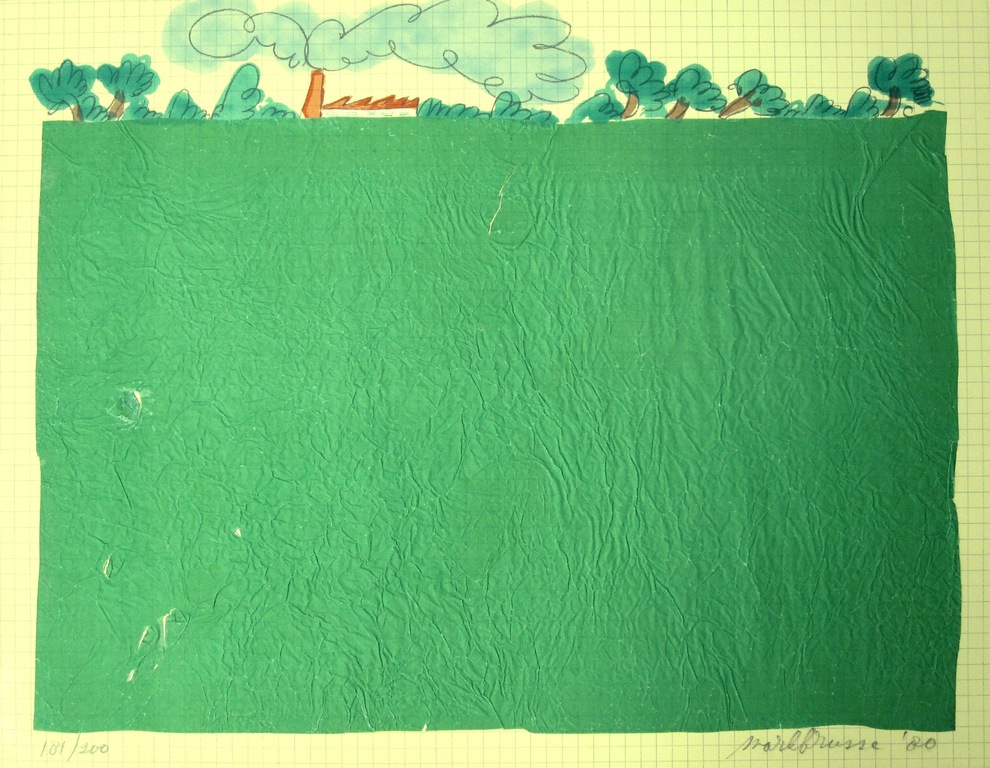 Mark Brusse, Litho / Collage, ''Zonder Titel'' verkocht voor € 40!