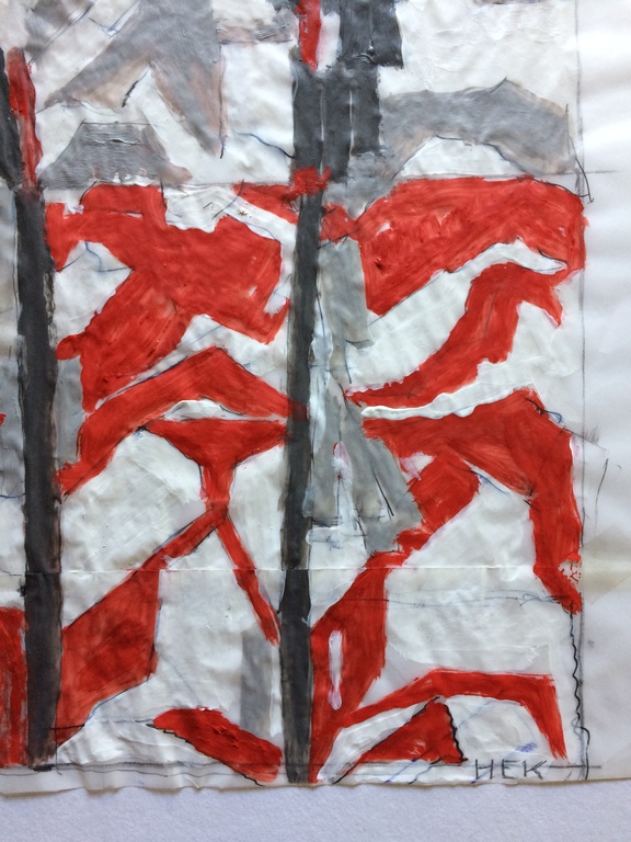Hans Ebeling Koning, voorstudie zeefdruk, gouache, Salomonszegels kopen? Bied vanaf 50!