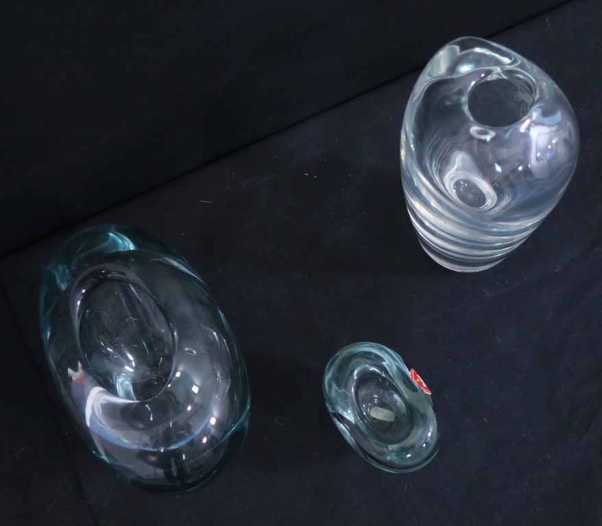 2 Hartvormige vaasjes van Holmegaard glaswerk + een ontwerp van Copier (Leerdam) kopen? Bied vanaf 50!