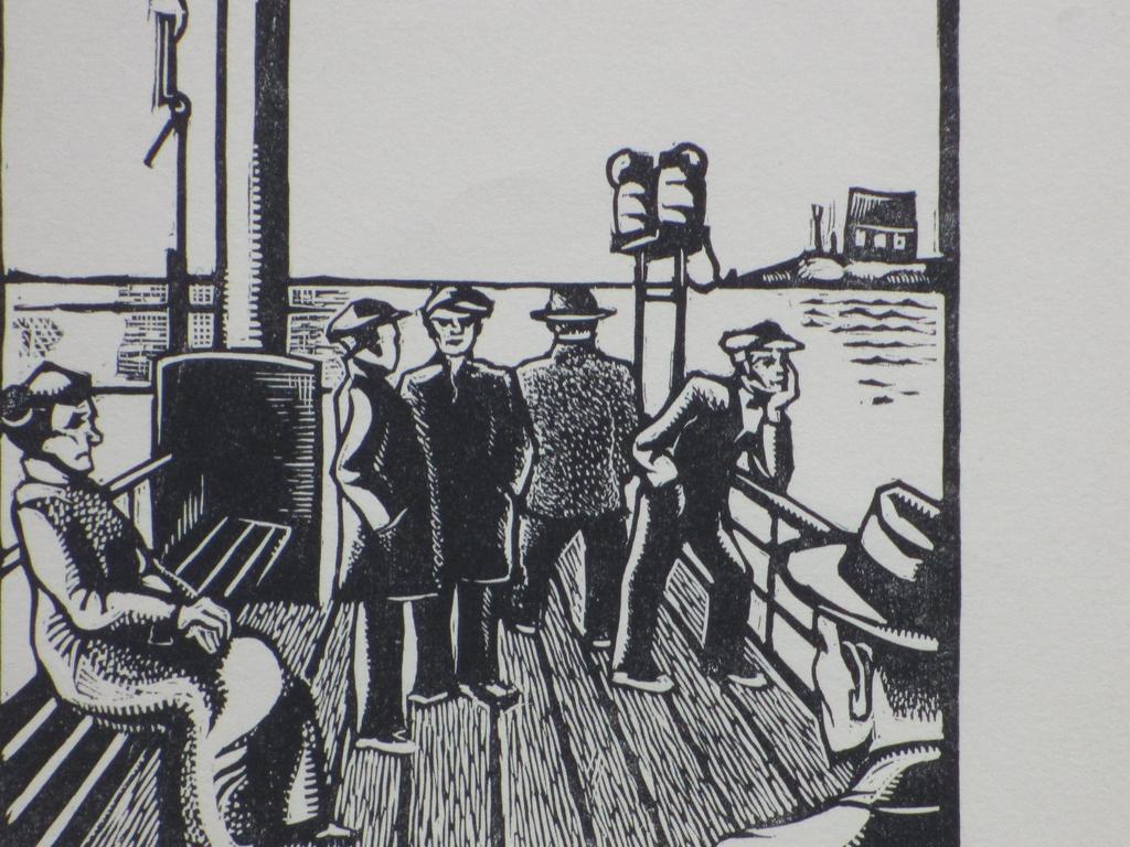 Wim Oepts, Veerpont, Houtsnede 1927 kopen? Bied vanaf 35!