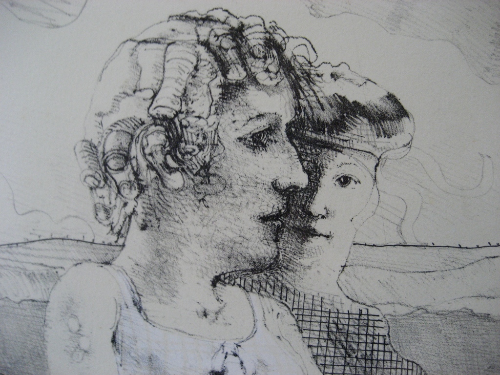 Co Westerik - lithografie - 3 figuren in het gras -  kopen? Bied vanaf 325!