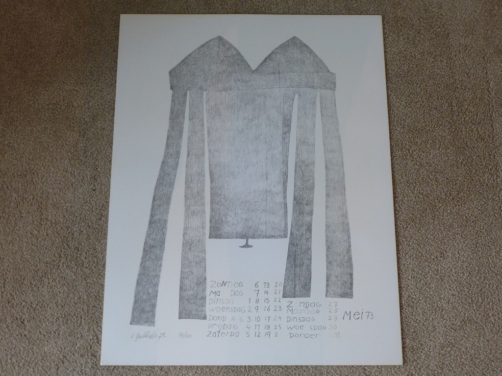 Klaas Gubbels, zeefdruk uit 1972,Gelderse kunstkalender 1973 kopen? Bied vanaf 85!