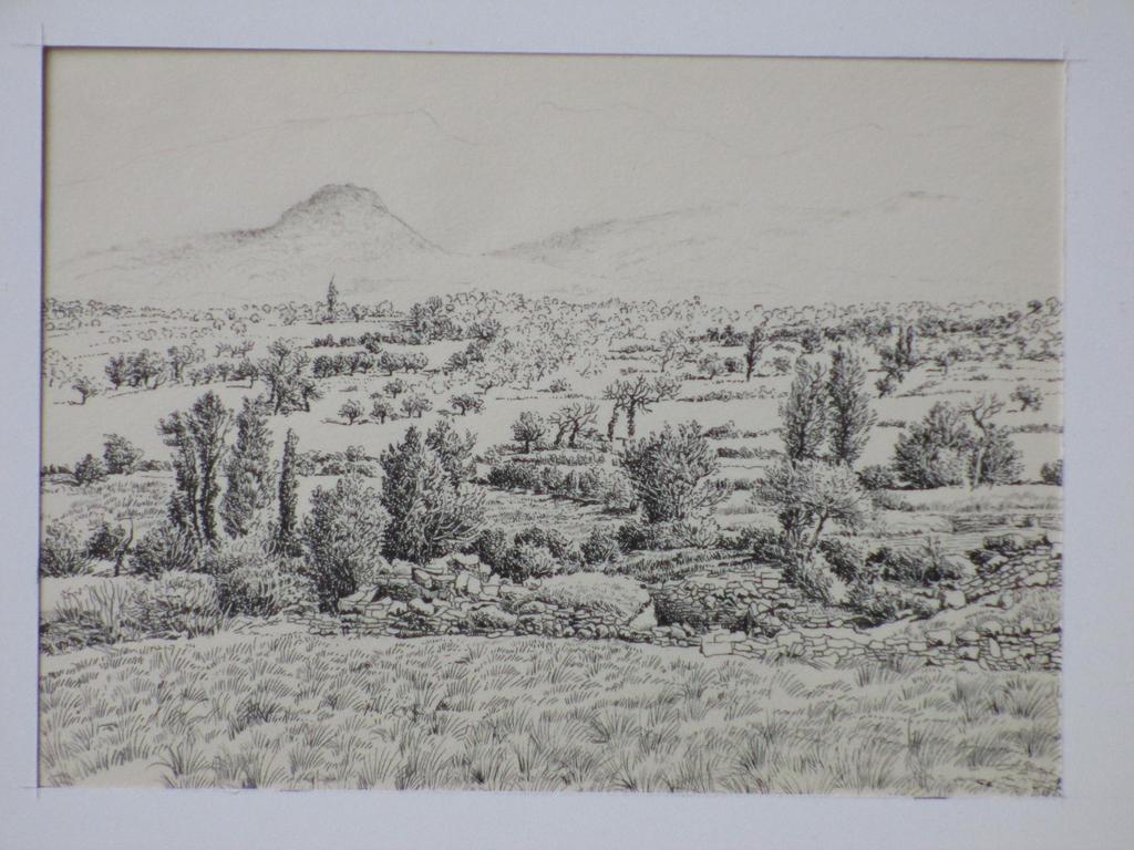 Gerard Lutz, Buitenlands Landschap, Inkttekening kopen? Bied vanaf 1!