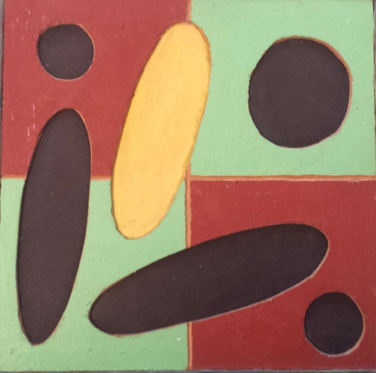 Abstracte compositie - olieverf op hout - gesigneerd - 1989 kopen? Bied vanaf 300!