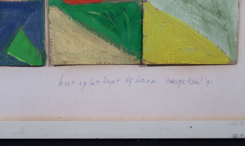 Meertje Kaal: Olieverf op karton, Boot op het Zwet bij Wormer - Ingelijst kopen? Bied vanaf 1!