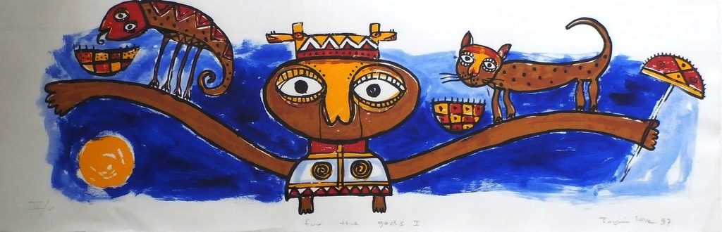 Toyin Loye - Toyin Loye - ingelijste zeefdruk: For the Gods I - 1997 kopen? Bied vanaf 135!