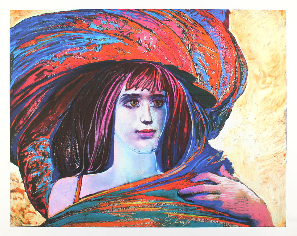 Ernst Fuchs -  Meisje met de grote hoed verkocht voor € 70!