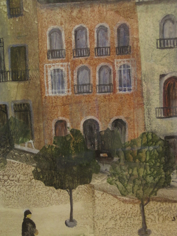 monogram JMM - pastel "Parijs - personen op plein" omstreeks 1950  kopen? Bied vanaf 1!