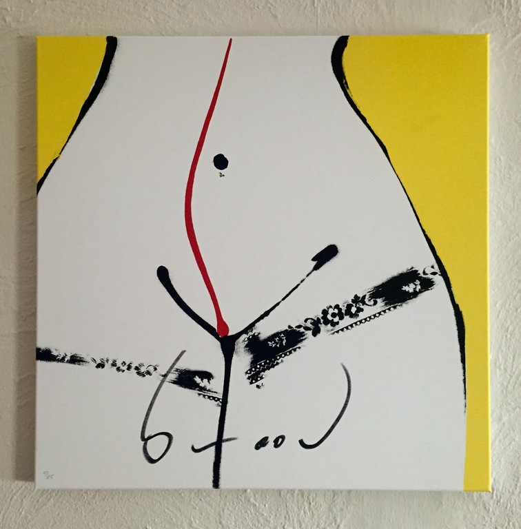 EENMALIG: HERMAN BROOD, handgesigneerde zeefdruk op linnen: Hips Geel kopen? Bied vanaf 1!