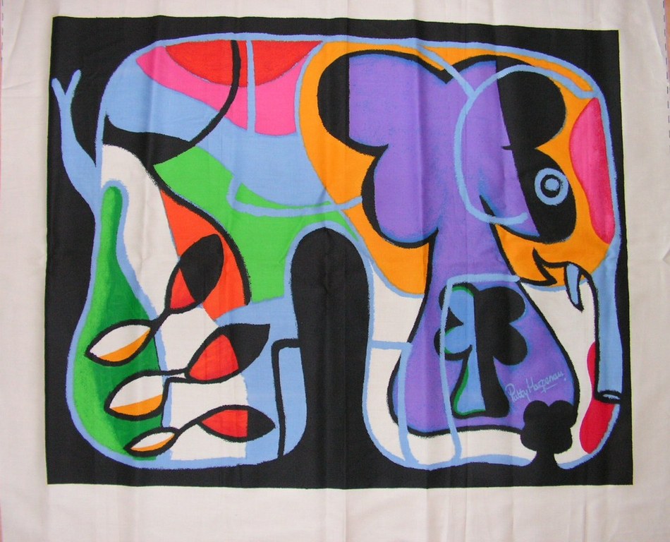 Patty Harpenau - zeefdruk op linnen - 'Geboorte en groei' verkocht voor € 41!