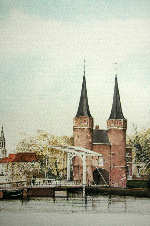 Ciano Siewert, offset litho, Gezicht op Delft met Oostpoort kopen? Bied vanaf 90!